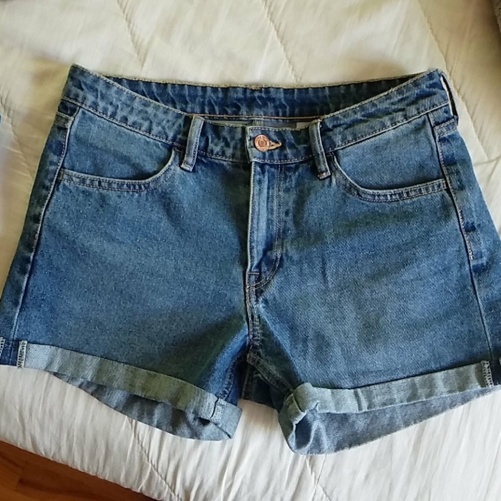 Medium Wash Blue Boyfriend Denim Shorts